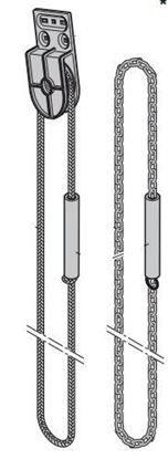 Изображение Ручная тяга в сборе с круглой стальной цепью направляющая N, цепь 2500 мм. Арт.3045172-2,50
