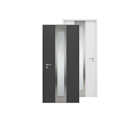 Изображение Входная дверь HTA 1000x2100, DIN R, цвет RAL7016/9016,стекло, Hormann