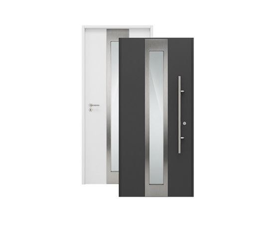 Изображение Входная дверь HTA 1000x2100, DIN L, цвет RAL7016/9016,стекло, Hormann