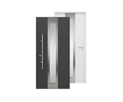 Изображение Входная дверь HTA 1000x2100, DIN R, цвет RAL7016/9016,стекло, Hormann